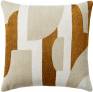 Judy Ross Textiles Hand-Embroidered Chain Stitch Composition Throw Pillow cream/oyster/gold rayon